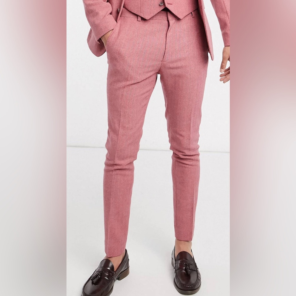 ASOS 30/30 Textured Red Skinny Dress Pants